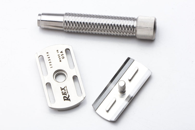 Rex Supply Co. | SENTRY SLANT THREE PIECE STAINLESS STEEL DOUBLE EDGE RAZOR