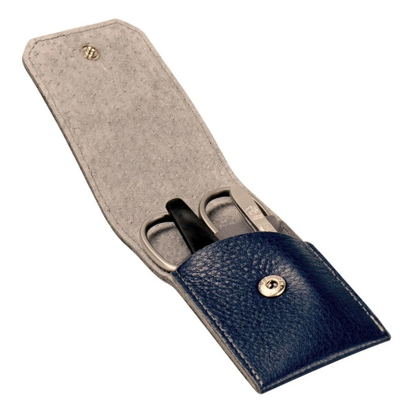 Dovo Navy Blue Leather 3-Piece Manicure Set