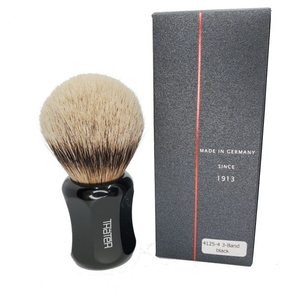 Heinrich L. Thater | 4125/4 Black Handle Shaving Brush, 3-Band Super Knot