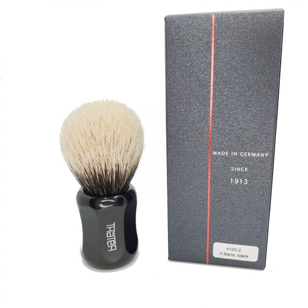 Heinrich L. Thater | 4125/2 Black Handle Shaving Brush, 2-Band Super Knot