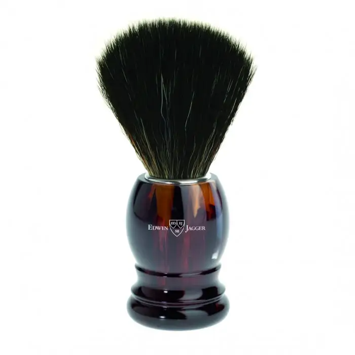 Edwin Jagger Imitation Tortoiseshell Shaving Brush (Black Synthetic)