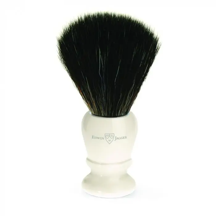 Edwin Jagger Imitation Ivory Shaving Brush (Black Synthetic)