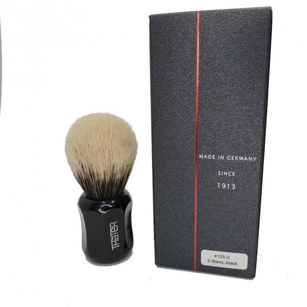 Heinrich L. Thater | 4125/0 Black Handle Shaving Brush, 2-Band Super Knot