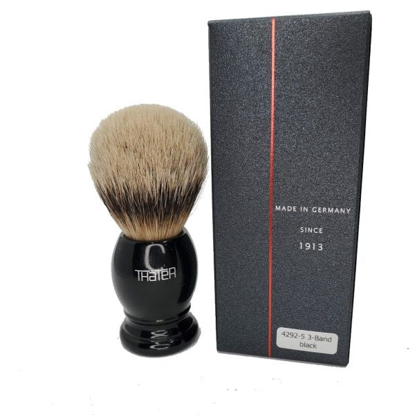 Heinrich L. Thater | 4292/5 Black Handle Shaving Brush, 3-Band Super Knot