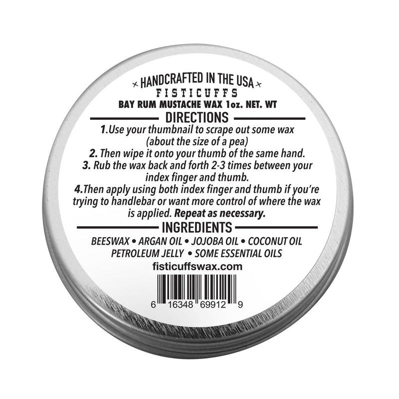 Fisticuffs Bay Rum Scent Mustache Wax "Original hold"