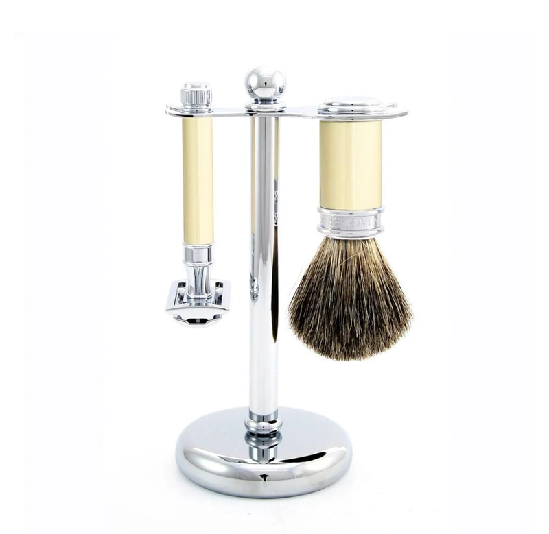 Edwin Jagger | 3pc Ivory & Chrome Shaving Set