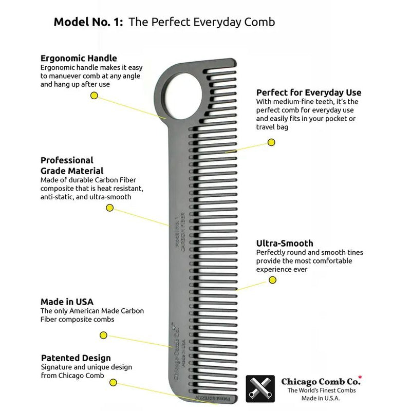 Chicago Comb Co. | Model No 1 Carbon Fiber Comb