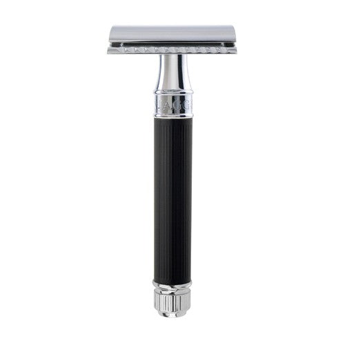 Edwin Jagger de86rc14bl Rubber Coated Black Safety Razor