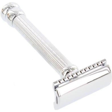 Merkur 47C | Safety Razor in Polished Chrome Engine-Turned Long Handle