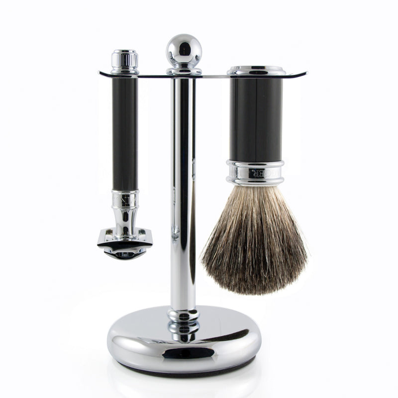 Edwin Jagger | 3pc Black & Chrome Shaving Set