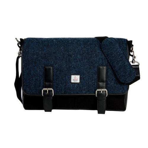 Bronte Moon | Harris Tweed – Messenger Bag – Blue Herringbone