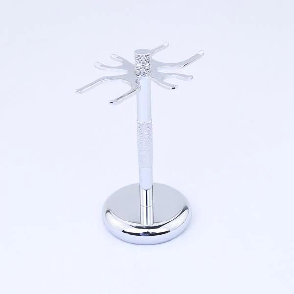 Chrome Shaving Stand 4 prongs for 24mm 26mm 28mm Shaving Brushes